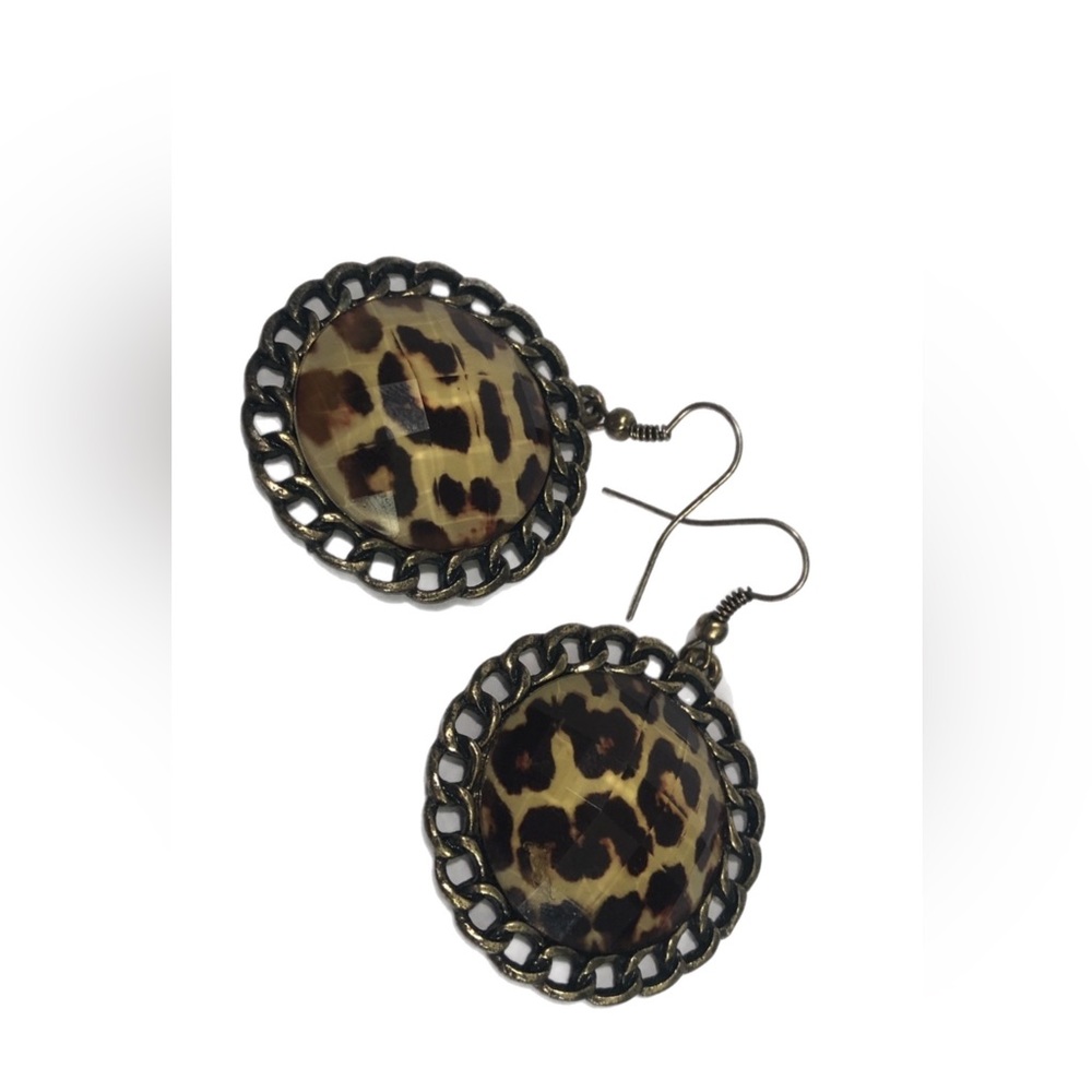 Animal print medallion earrings
